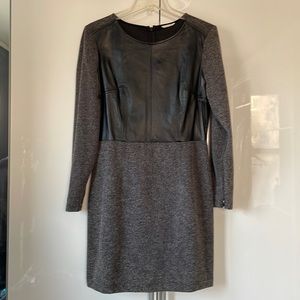 Club Monaco Dress w/Leather Details Color- Gray/Black Size-Medium NWOT